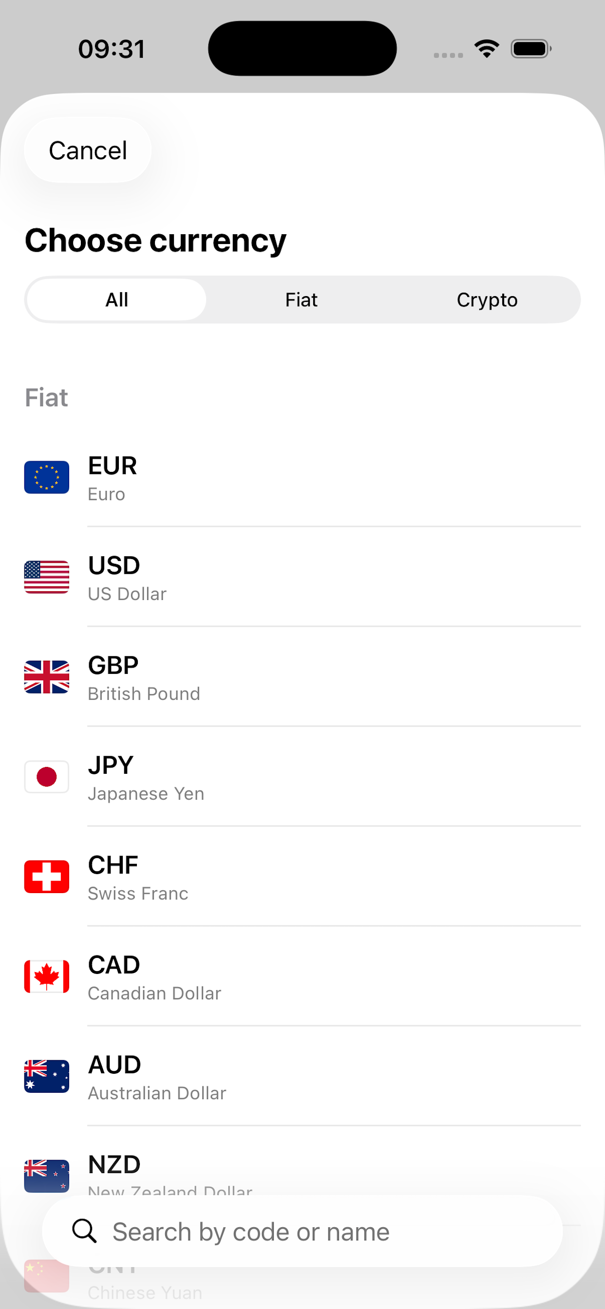 Currency list