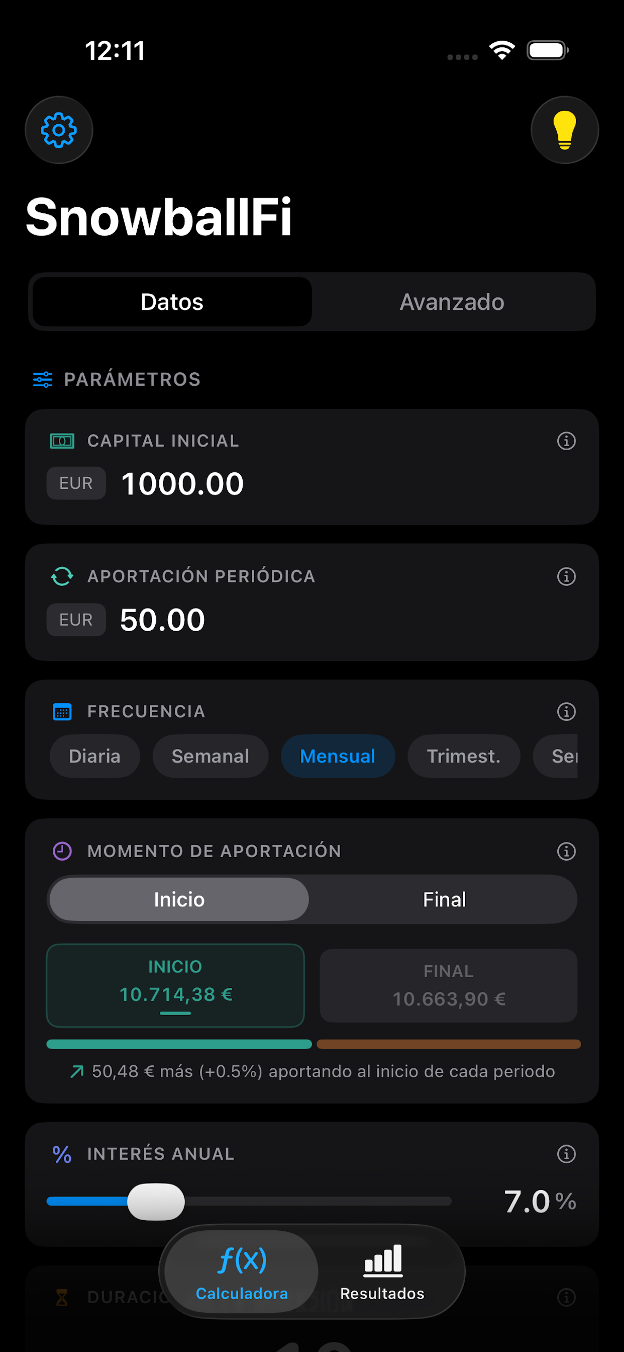 snowballFi — Compound interest calculator